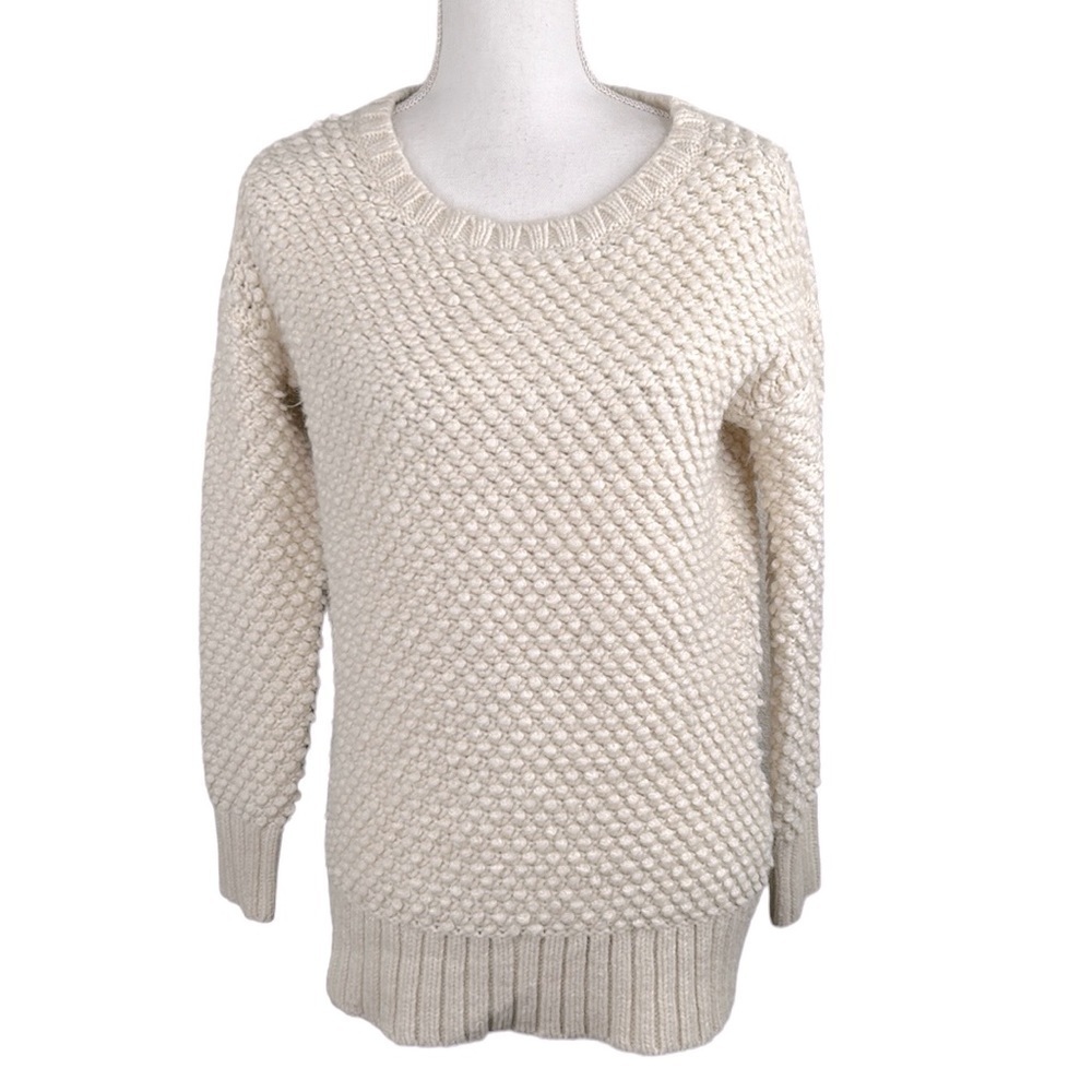 American Eagle Cream Wool & Alpaca Blend Long Sleeve‎ Crew Neck Sweater Size S
